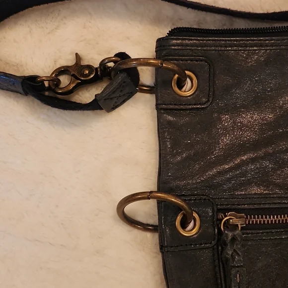 The Sak Dark Grey Leather Crossbody Purse Shoulder Bag - Picture 5 of 11